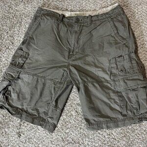 American Eagle Cargo Shorts Mens 34 Gray Rugged Outdoor Pockets 100% Cotton